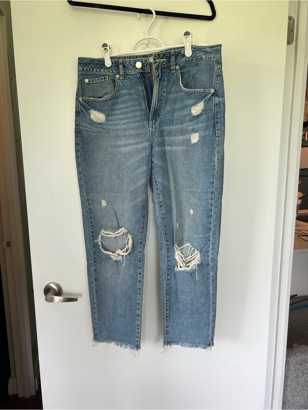 Garage Light Blue Distressed Ankle Jeans